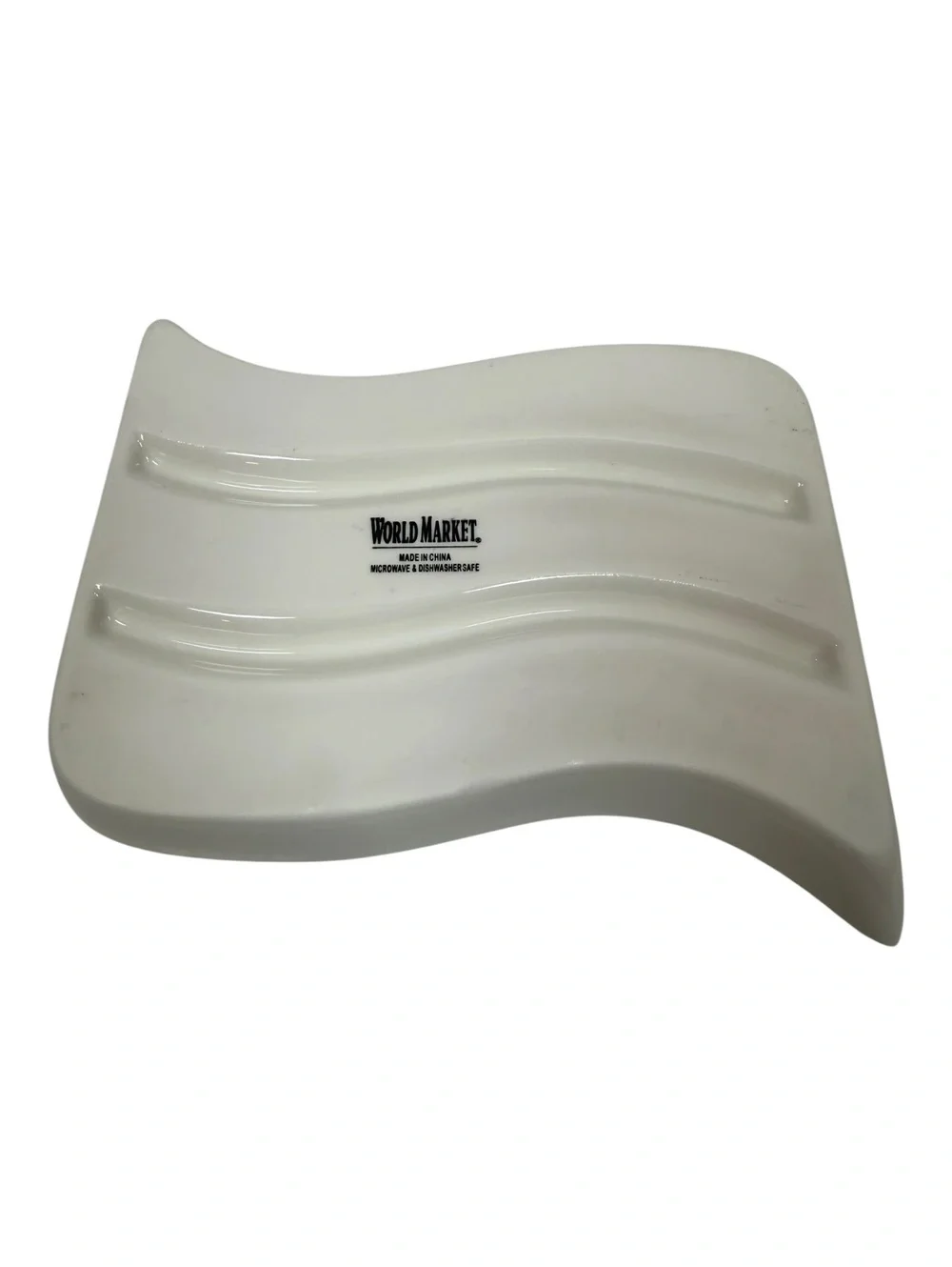 World Market White Ceramic Wavy Divided Appetizer Dish